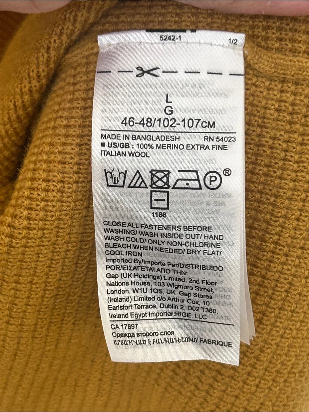 Banana Republic Italian Merino Wool by Baruffa Sweater, Yellow Heather, Large